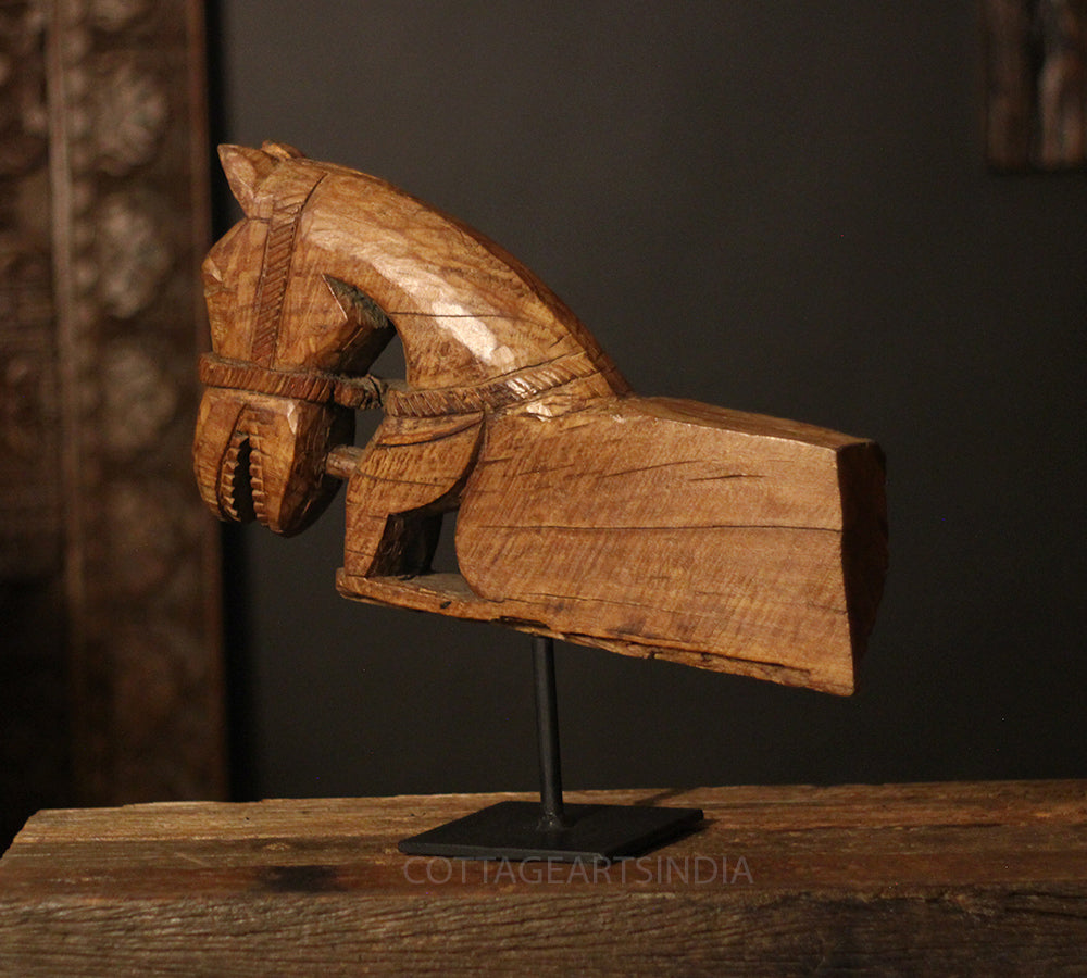 Vintage Hand-Carved Teak Wood Horse