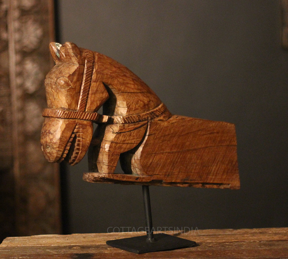 Vintage Hand-Carved Teak Wood Horse