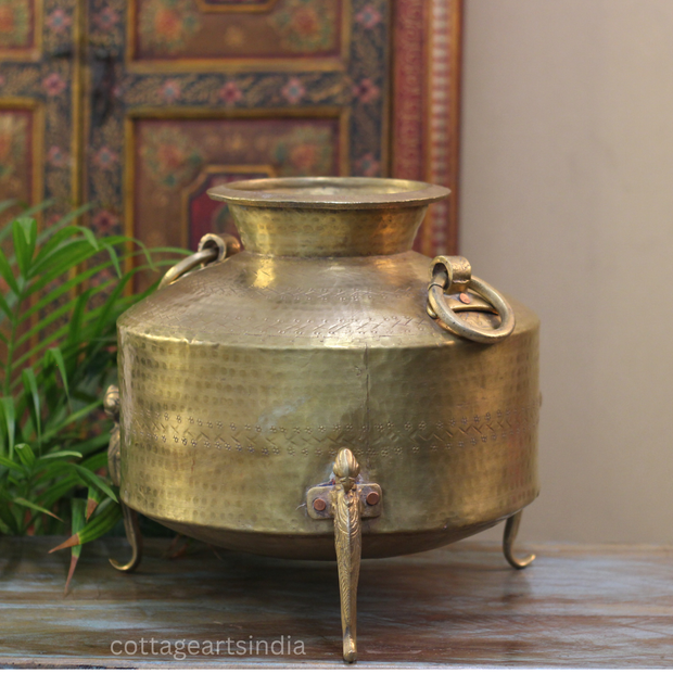 Brass Vintage Carved Planter