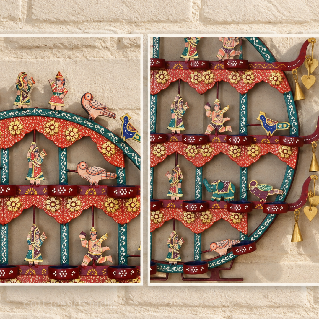 Wall Hanging Wrought Iron Painted Toran T- light Holder