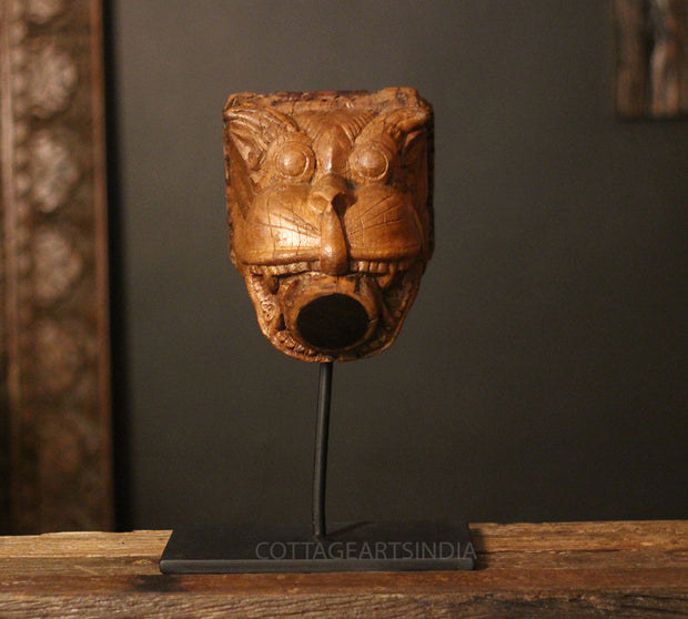 Vintage Wooden Yali Face Sculpture