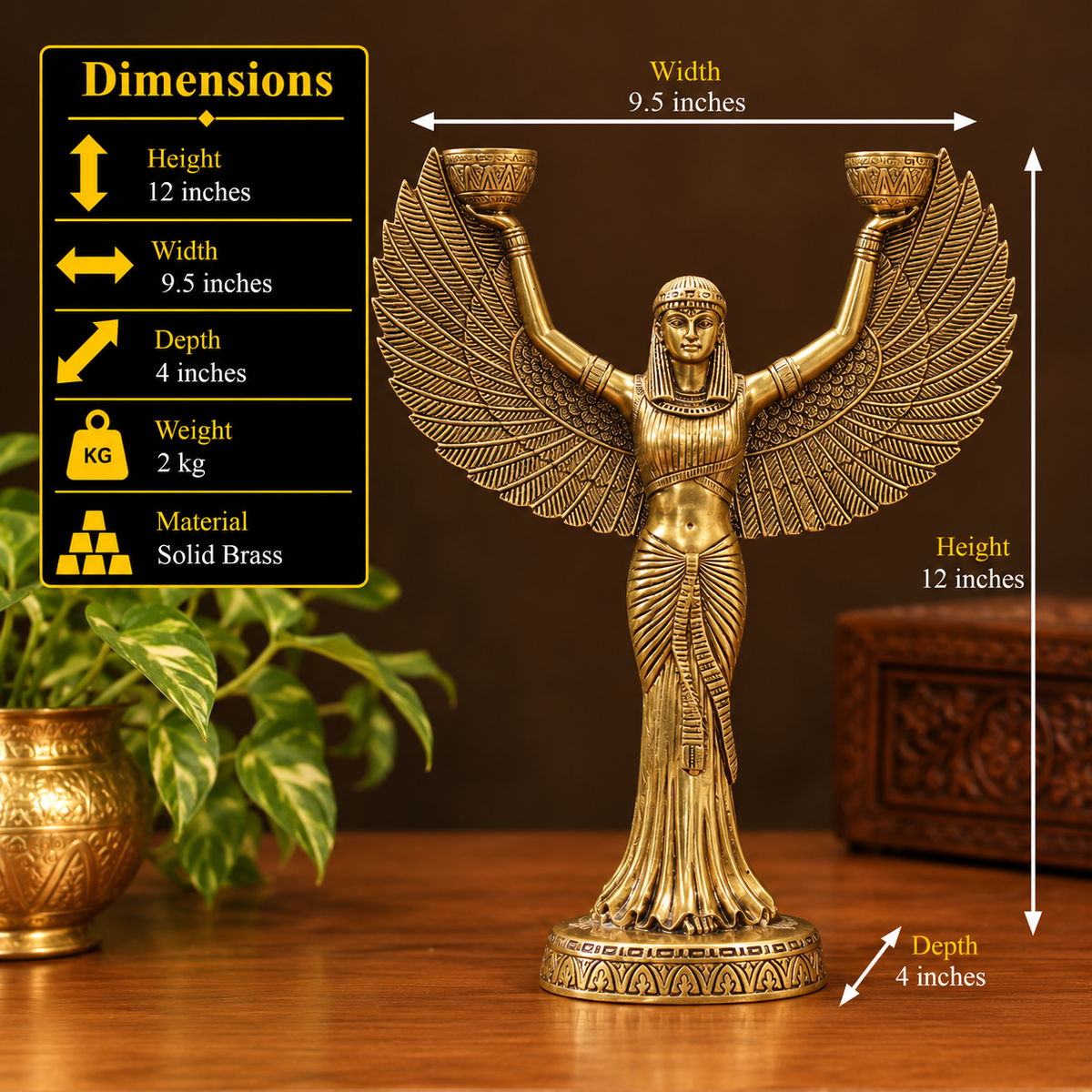 Brass Egyptian Goddess Isis Candle Stand