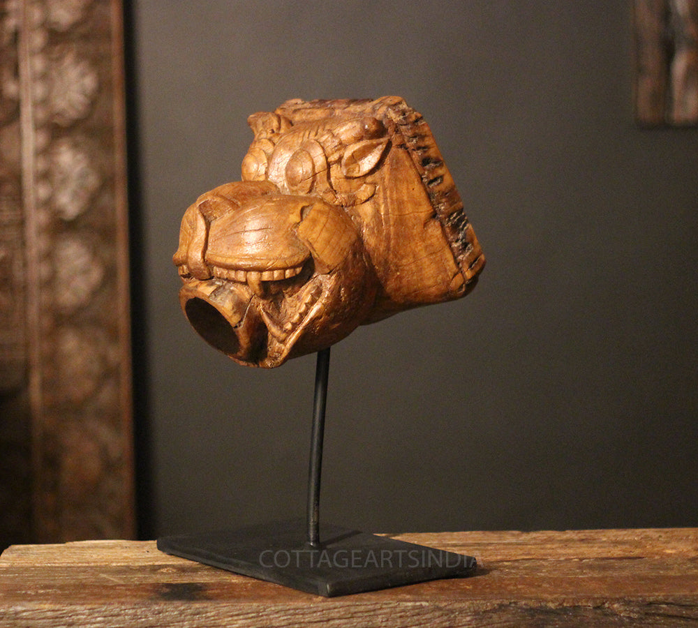 Vintage Wooden Yali Face Sculpture