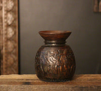 Wooden Vintage Pot Tribal Carved