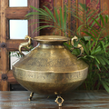 Brass Vintage Carved Planter