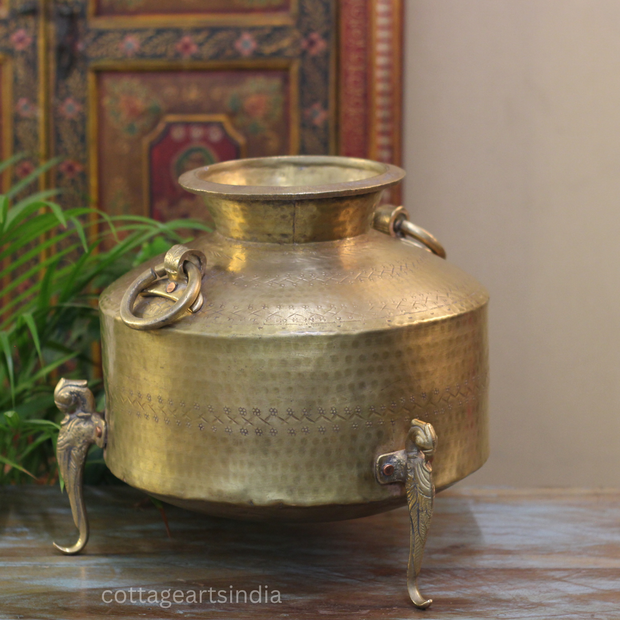 Brass Vintage Carved Planter
