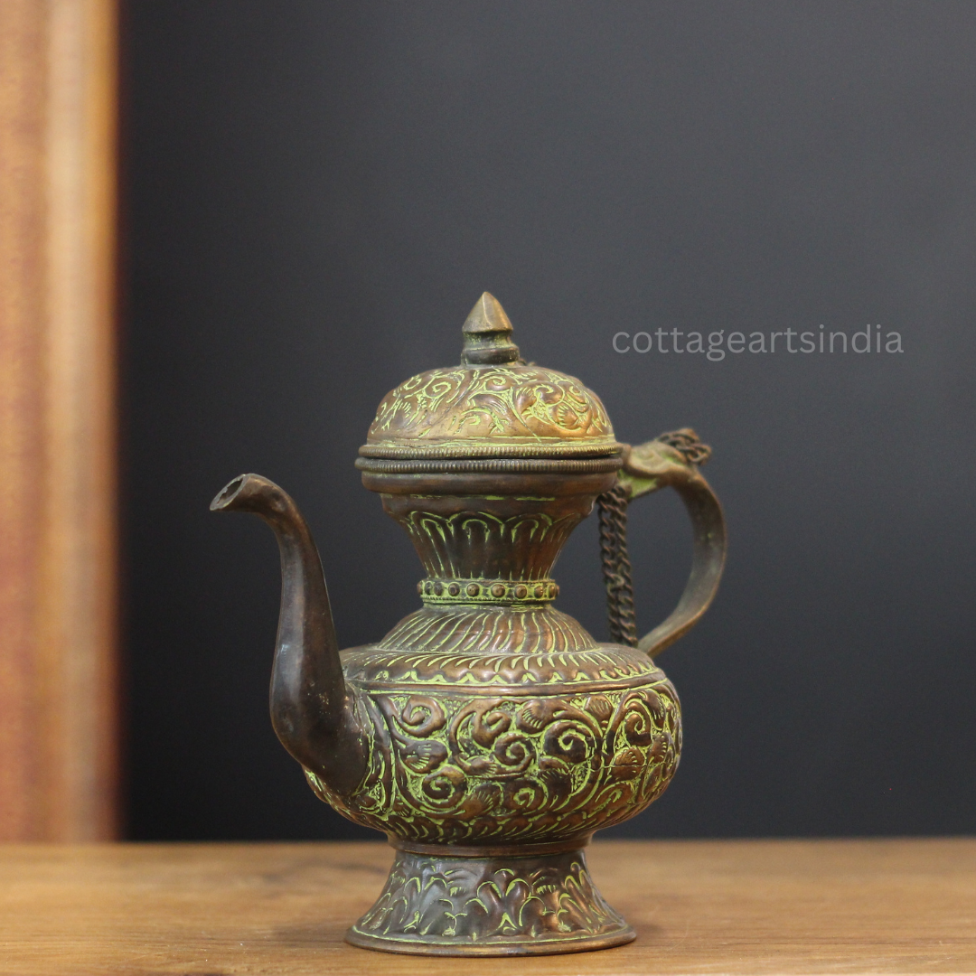 Antique Copper Tibetan Teapot | Handcrafted Home Decor