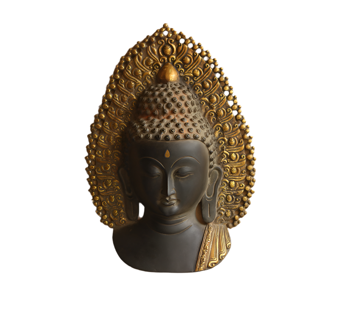 Brass Buddha Face Rustic Black