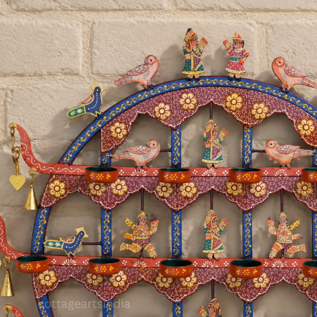 Wall Hanging Wrought Iron Painted Toran T- light Holder