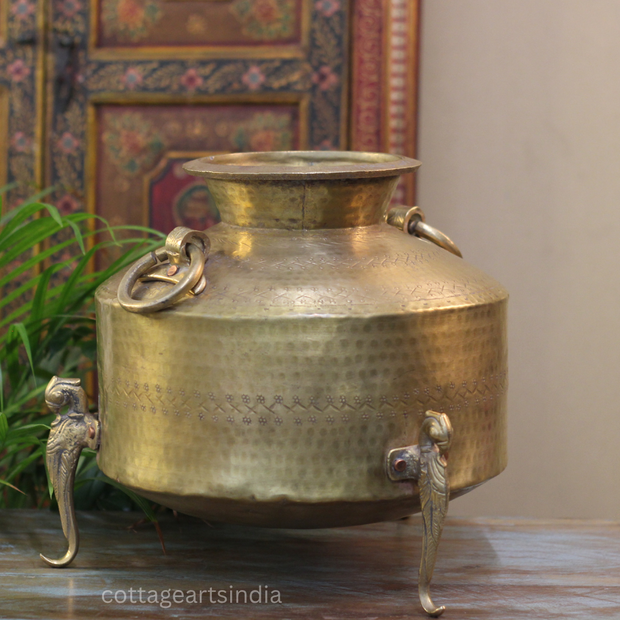 Brass Vintage Carved Planter