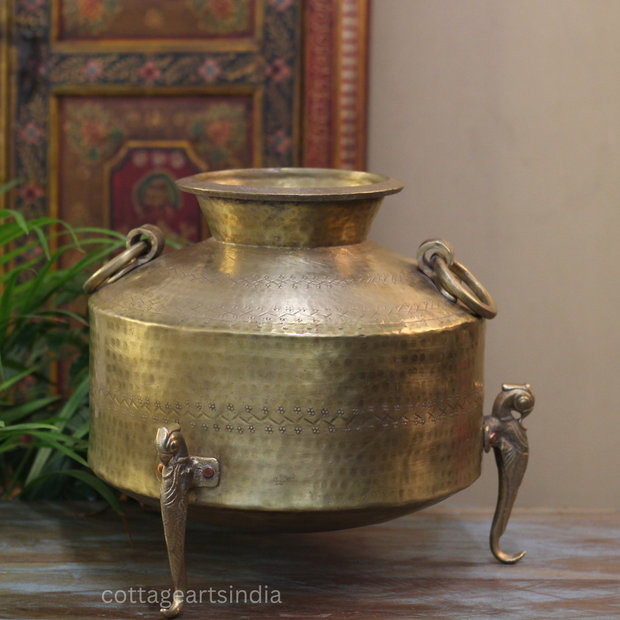 Brass Vintage Carved Planter
