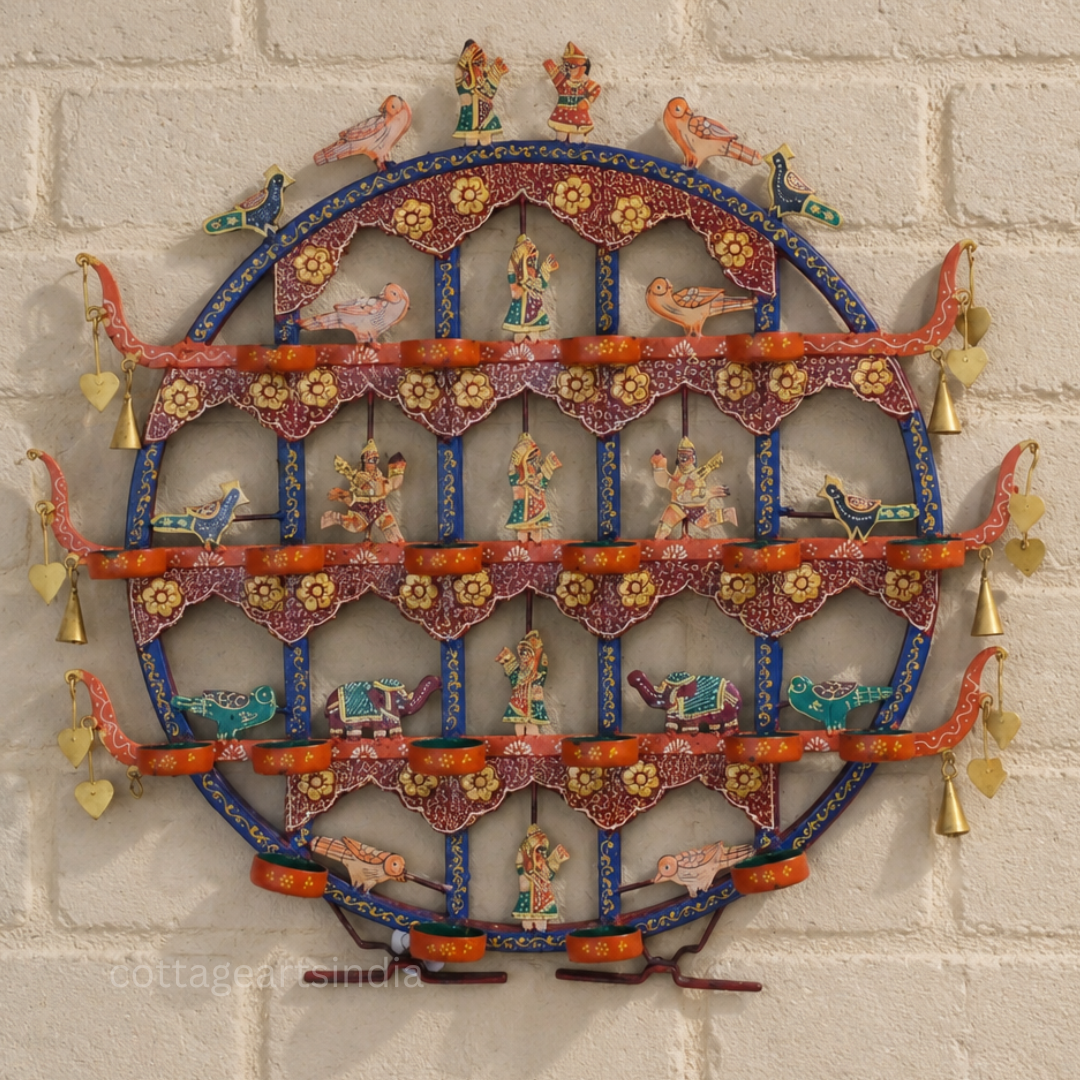 Wall Hanging Wrought Iron Painted Toran T- light Holder