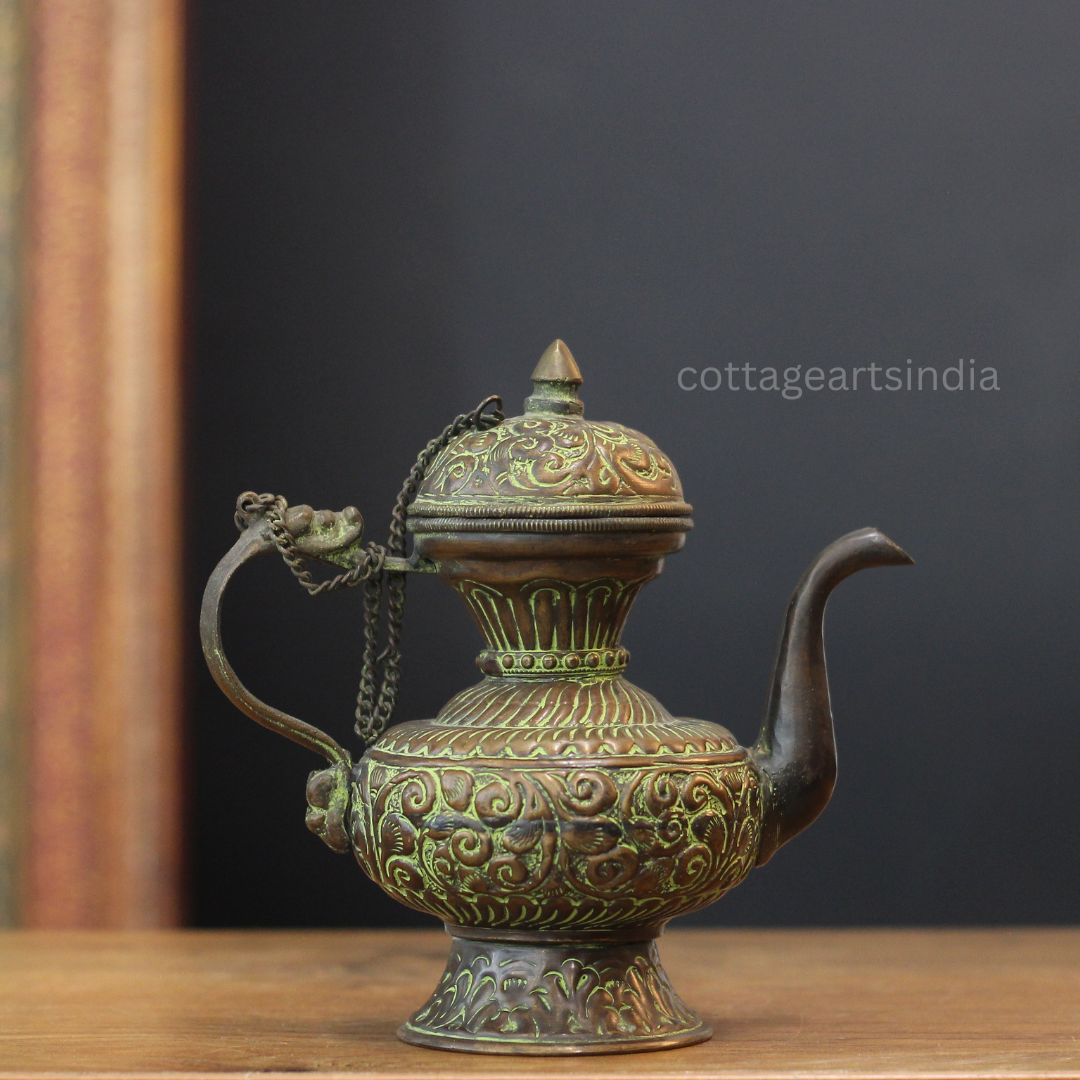 Antique Copper Tibetan Teapot | Handcrafted Home Decor