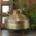 Brass Vintage Carved Planter