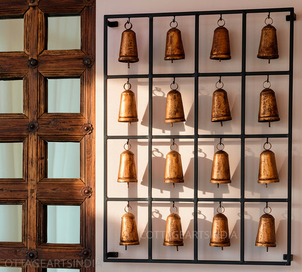 16 Bell Iron Frame Wall Hanging | Decorative Entrance & Console Wall Decor