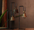 Vintage Brass Bells Set of 3 on Stand