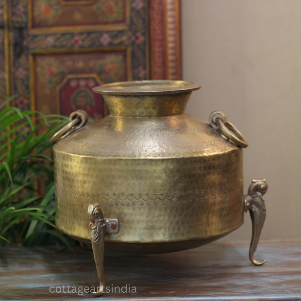 Brass Vintage Carved Planter