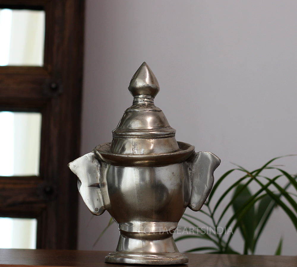Set of Five Brass Mukhlingams in Silver Finish