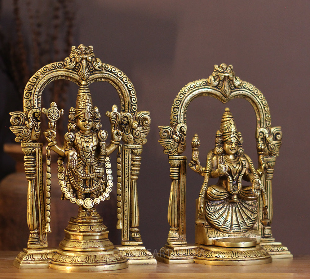 Brass Padmavati and Balaji Venkateshwar Pair