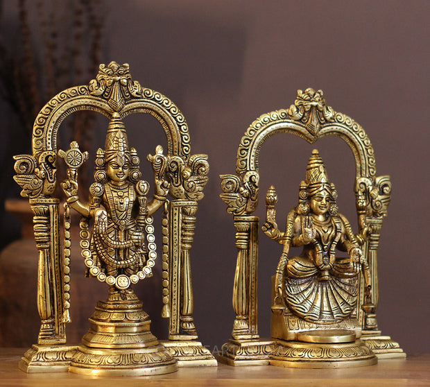 Brass Padmavati and Balaji Venkateshwar Pair