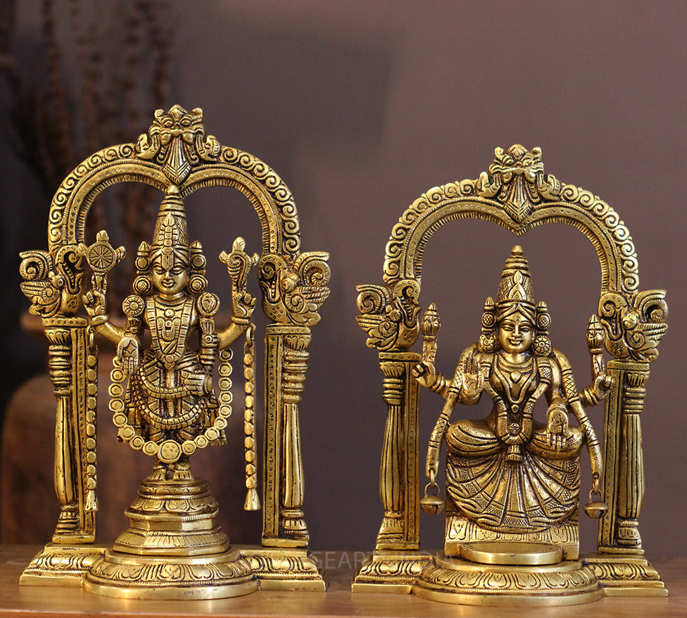 Brass Padmavati and Balaji Venkateshwar Pair