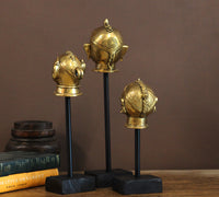 Brass Gauri Head Set of 3 On Stand