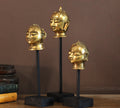 Brass Gauri Head Set of 3 On Stand