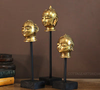 Brass Gauri Head Set of 3 On Stand