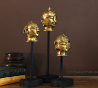 Brass Gauri Head Set of 3 On Stand