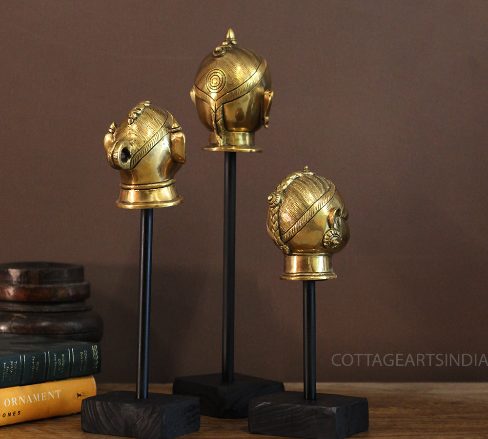 Brass Gauri Head Set of 3 On Stand