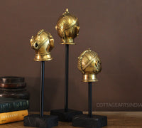 Brass Gauri Head Set of 3 On Stand