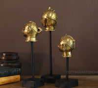 Brass Gauri Head Set of 3 On Stand