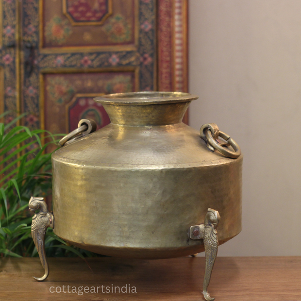 Brass Vintage Carved Planter