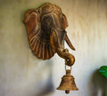 Brass Elephant Bell Wall Hanging Black n Gold