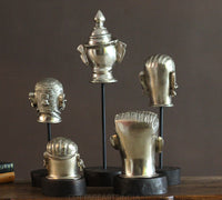 Set of Five Brass Mukhlingams in Silver Finish