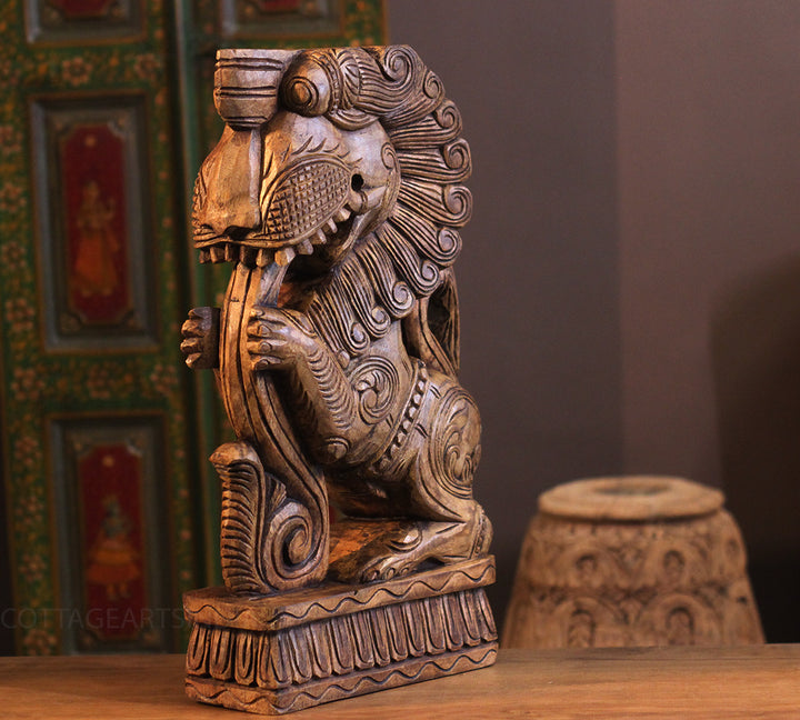 Wooden Yali Table Decor -Single