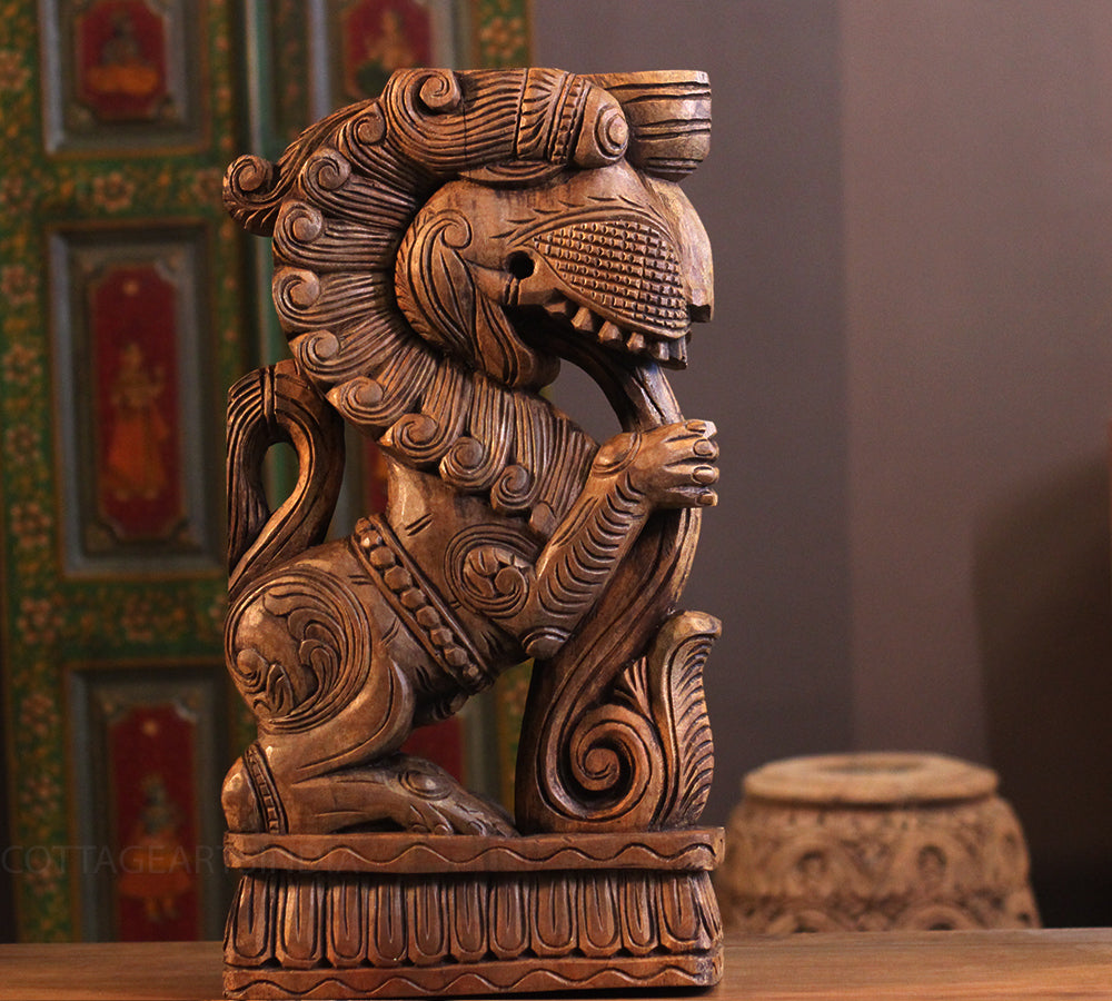 Wooden Yali Table Decor -Single