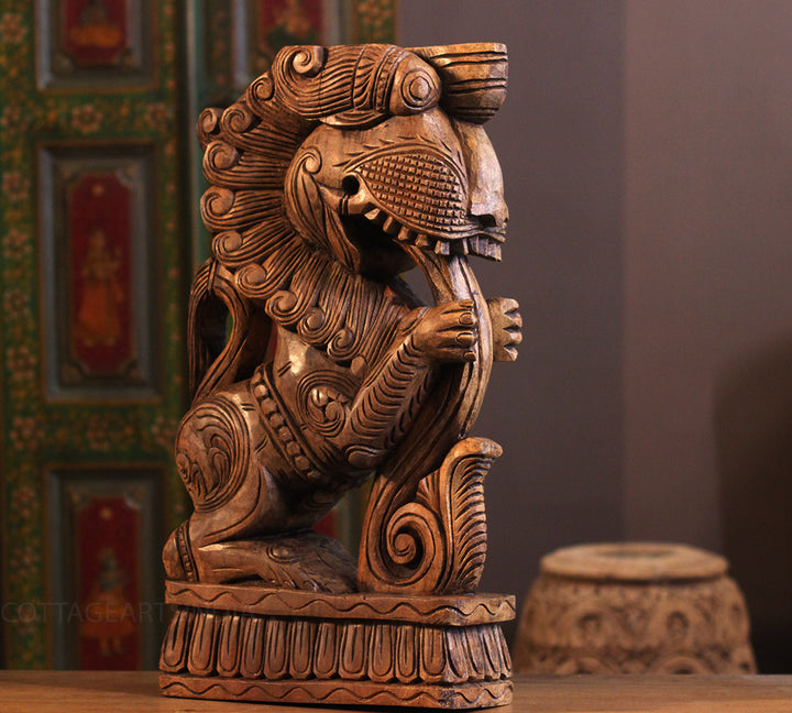 Wooden Yali Table Decor -Single