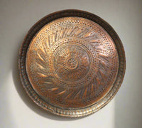 Copper Plate Carved Wall Hanging