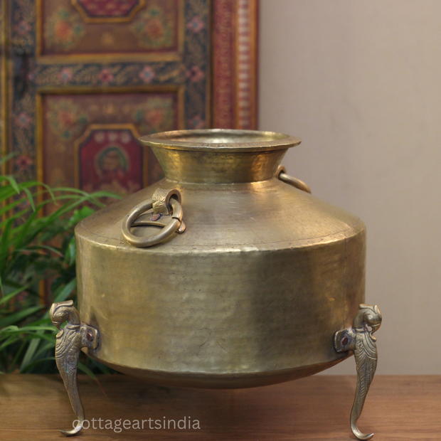 Brass Vintage Carved Planter