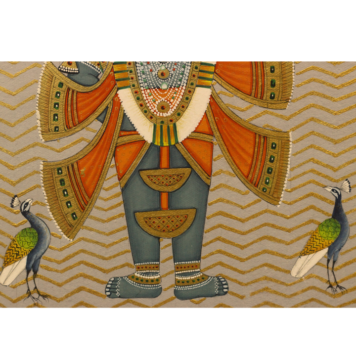 Sacred Shrinathji Pichwai Painting with Gold Accents on Paper