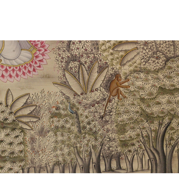 Radha Krishna in Vrindavan Forest – Traditional Pichwai Style Indian Miniature Painting