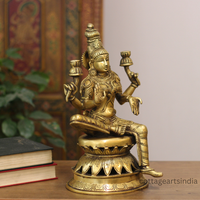 Brass Laxmi Sitting on Lotus 12.5''