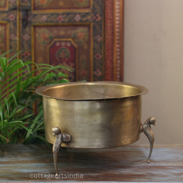 Brass Vintage Carved Planter