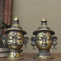 Brass Mukhlingam Set Antique Finish-Shiva and Gauri 9.5"