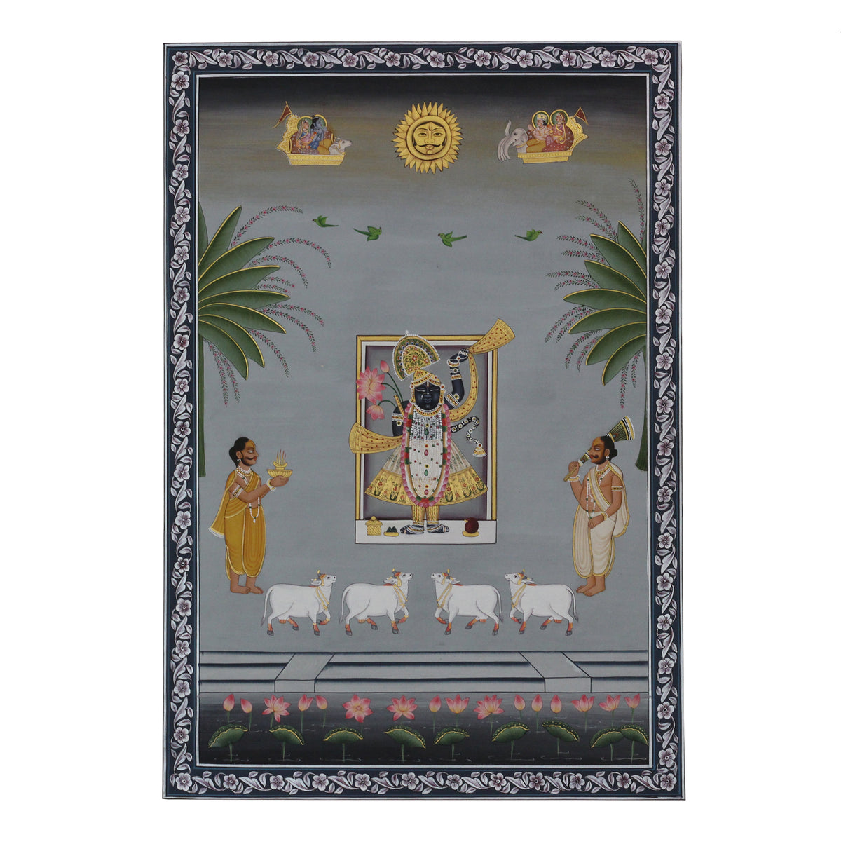 Shrinathji Rajbhog Darshan Pichwai Painting – Handcrafted Artwork