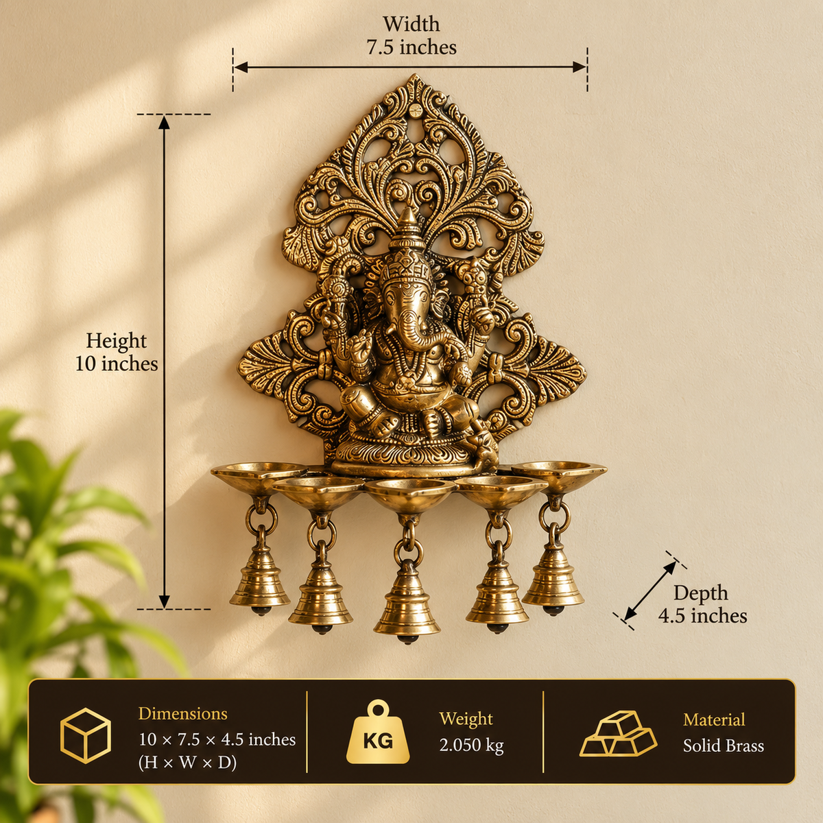 Brass Ganesha Wall Hanging