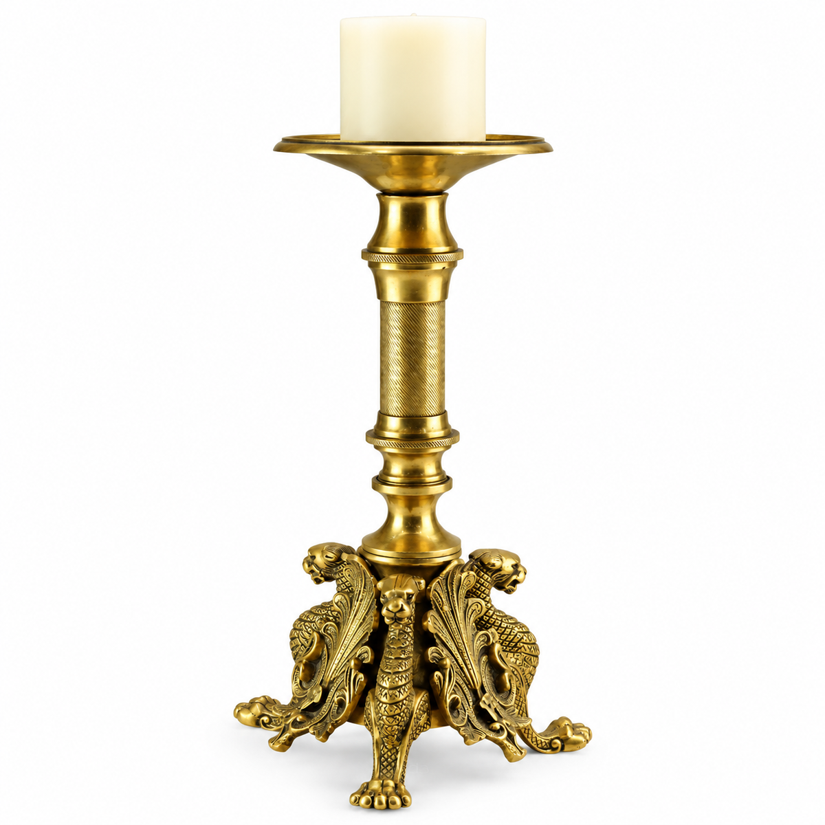 Brass Offering/Candle Stand Yali 13''