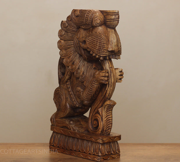 Wooden Yali Table Decor -Single