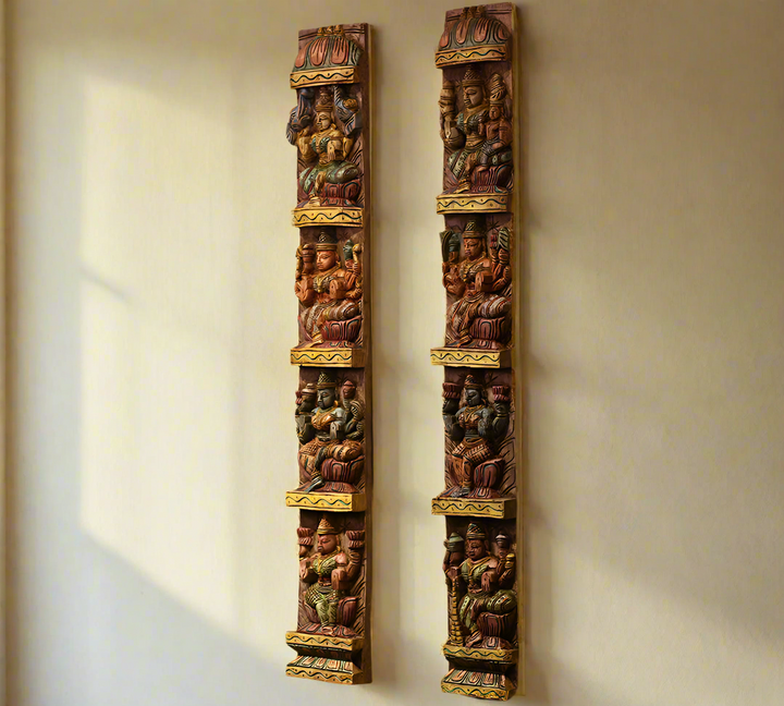 Wooden Wall Panel Ashtalakshmi 42" -Set of 2